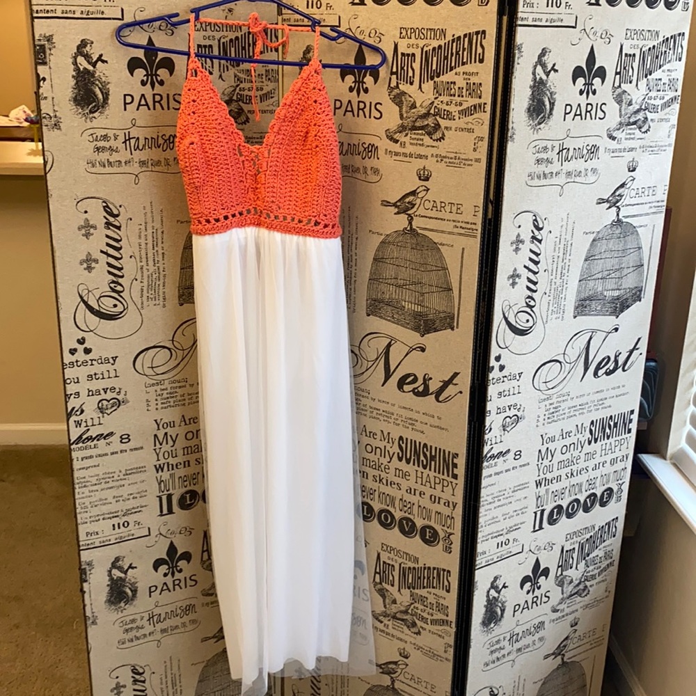 NWOT Hand made crochet-top dress!